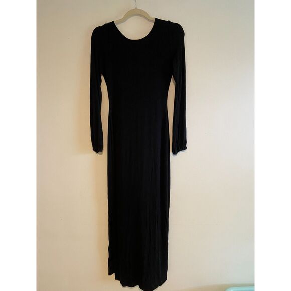 Free People Beach Luna Midi Dress Size SIZE XS Black Ribbed Maxi Dress - Picture 4 of 5